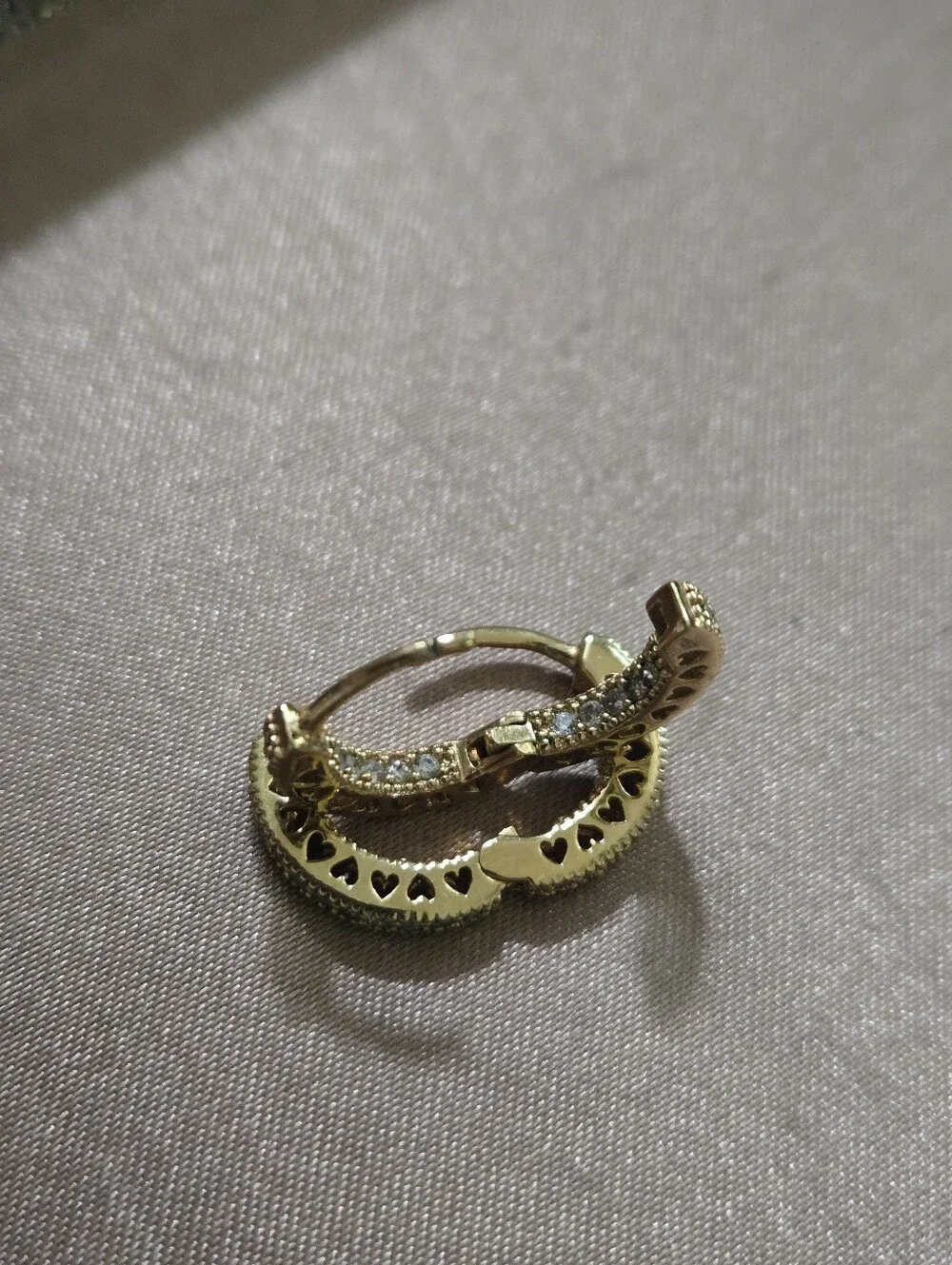 Pandora Pavé Heart Hoop Gold Plated Earrings - Picture 2 of 12